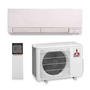 Mitsubishi Heating and Cooling Electric HVAC heat pump unit and remote control